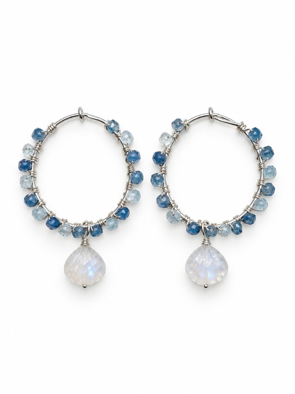 AMTH1 Moonstone Seashell Hoops
